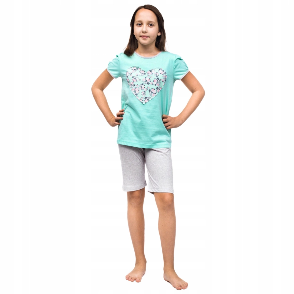 Piżama dziewczęca krótka bawełniana krótki rękaw 104-164