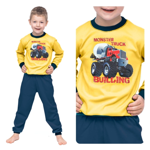 Piżama chłopięca długi rękaw zimowa monster truck 92-122