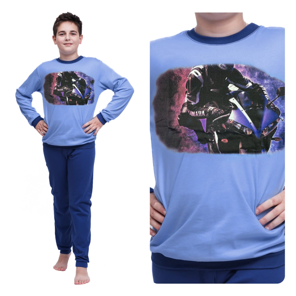 Ciepła piżama młodzieżowa/ chłopięca  bawełna motor 128