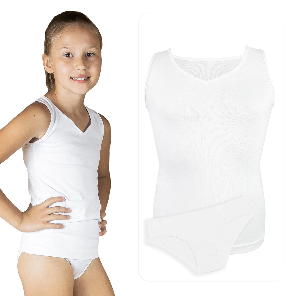 Biała bielizna komunijna dla dziewczynki komplet RÓŻA 134-164