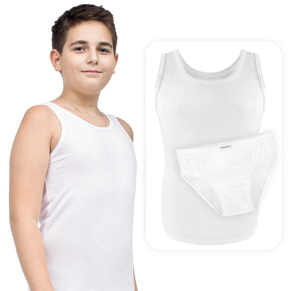 komplet bielizna komunijna dla chłopca chłopięca podkoszulka majtki slipy slipki chłopięce biała białe bawełniana marcinkowski do komunii dla dzieci.jpg