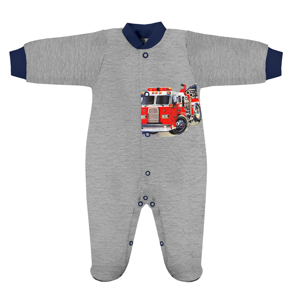 Pajac niemowlęcy dla chłopca bawełniany straż pożarna 56-104