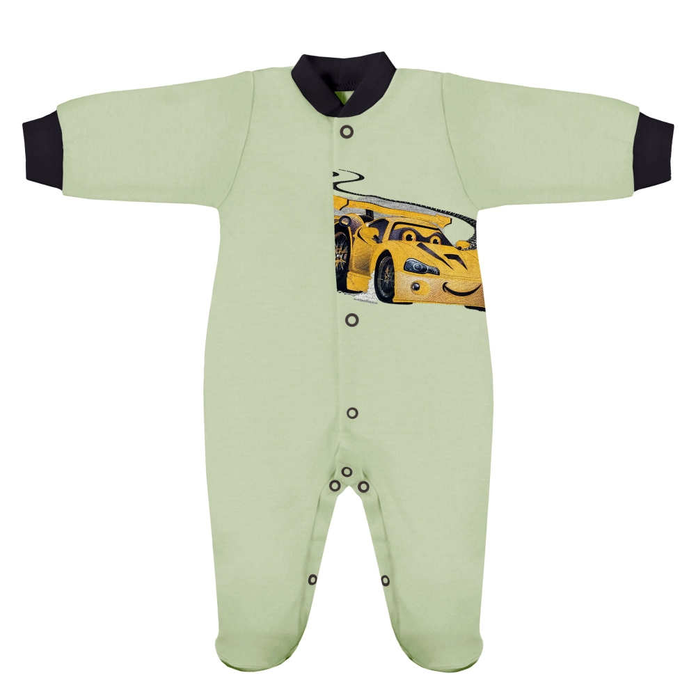 Pajac dziecięcy oliwkowe auto 56-104