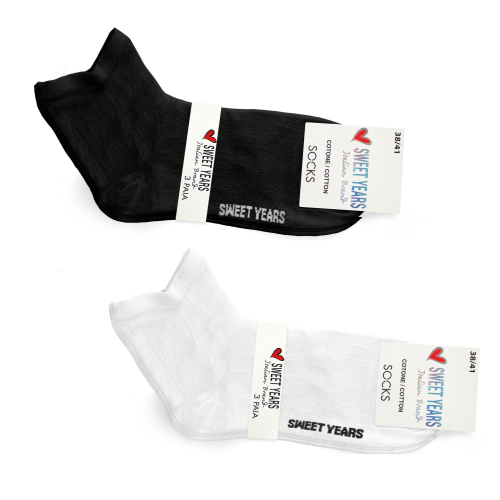 3-pack czarne/ białe skarpetki 3/4 Sweet Years 35-41