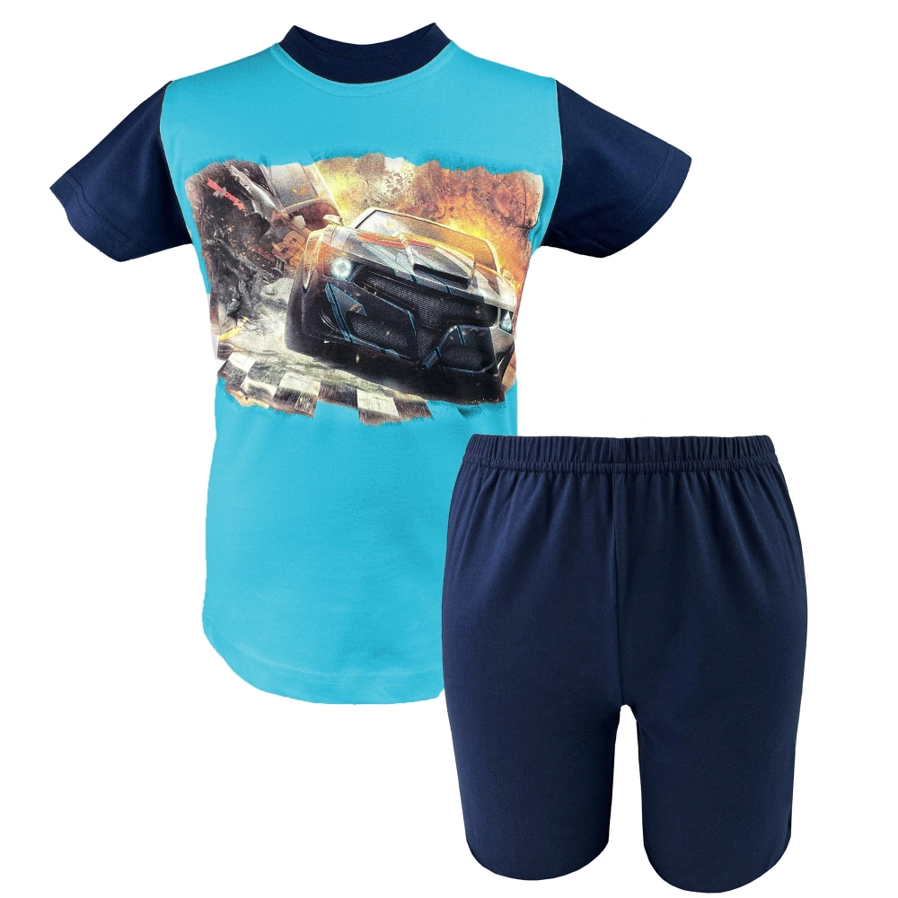 Piżama chłopięca z krótkim rękawem i spodenkami lato 128-164