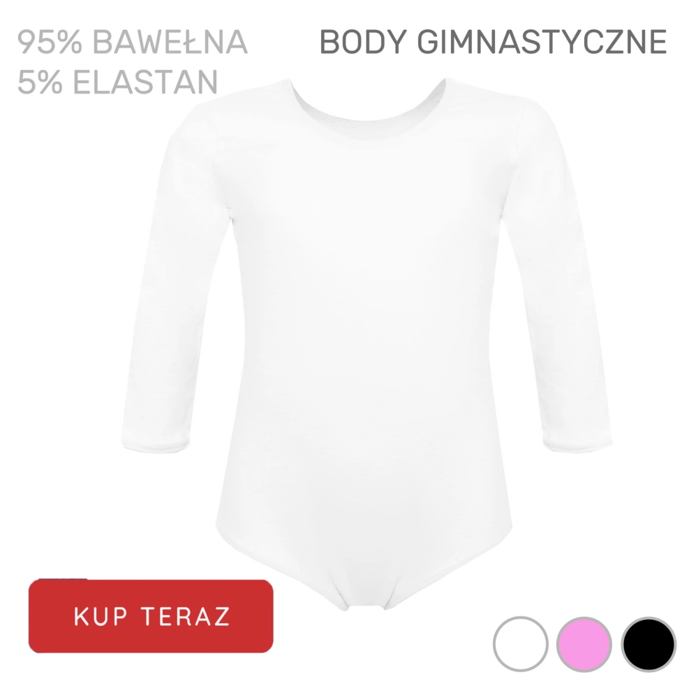 body sportowe gimnastyczne baletowe do tańca dla dzieci dziewczynki do gimnastyki artystycznej tańca baletu rytmiki białe.jpg