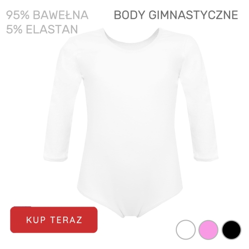body sportowe gimnastyczne baletowe do tańca dla dzieci dziewczynki do gimnastyki artystycznej tańca baletu rytmiki białe.jpg