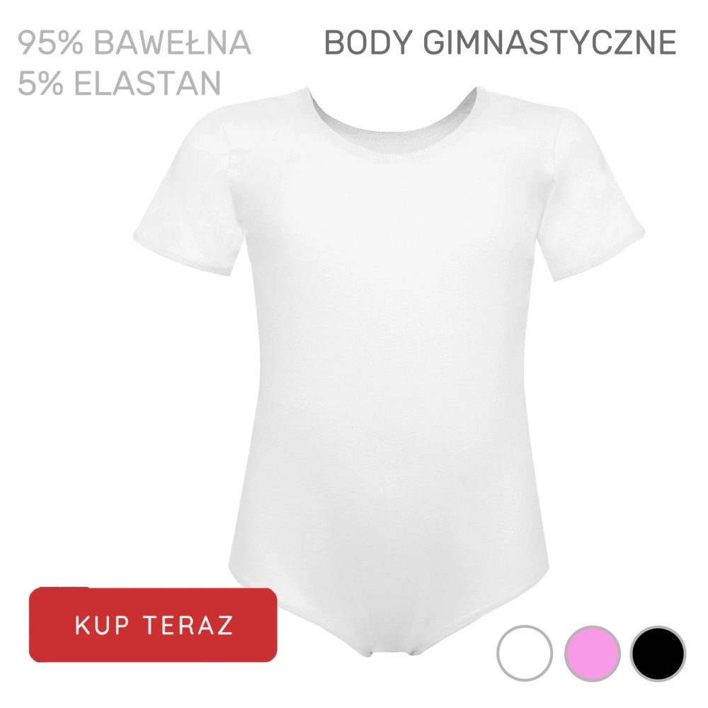 Body gimnastyczne dla dziewczynki krótki rękaw 116-158