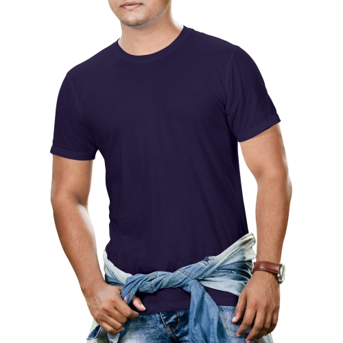 granatowa koszulka męska t-shirt męski granatowy bawełniany bawełna 100% z krótkim rękawem na krótki rękaw dobrej jakości gładki.jpg