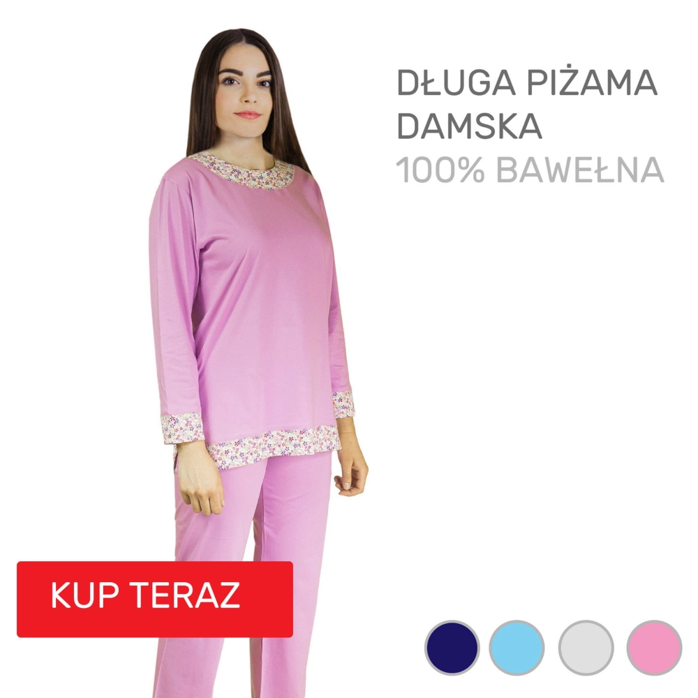 klasyczna elegancka piżama damska bawełniana z długim rękawem na długi rękaw polski producent polskie piżamy.jpg
