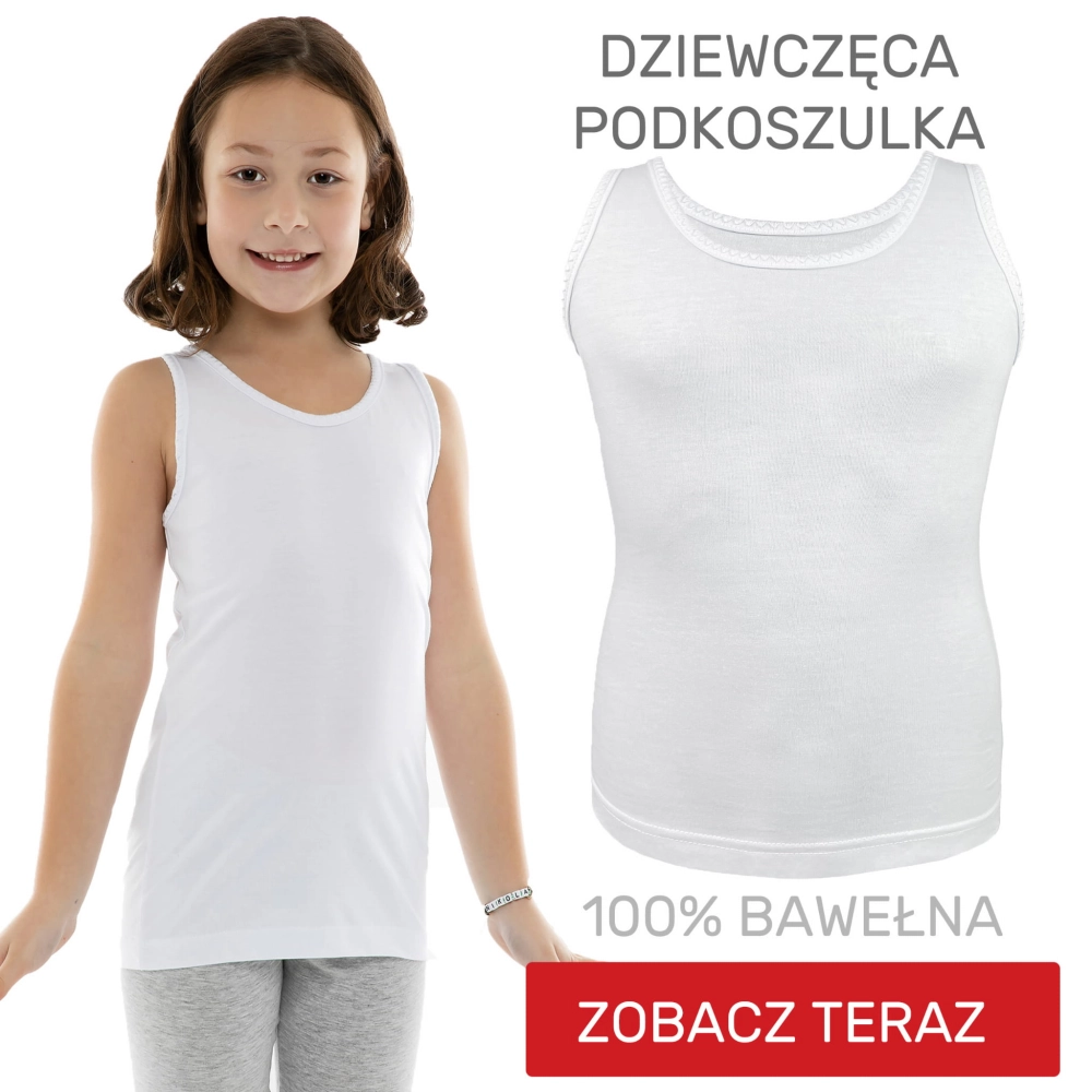 Biała podkoszulka dla dziewczynki na ramiączkach 92-164