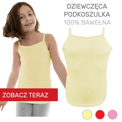 Podkoszulka dla dziewczynki na  wąskich ramiączkach 110-158