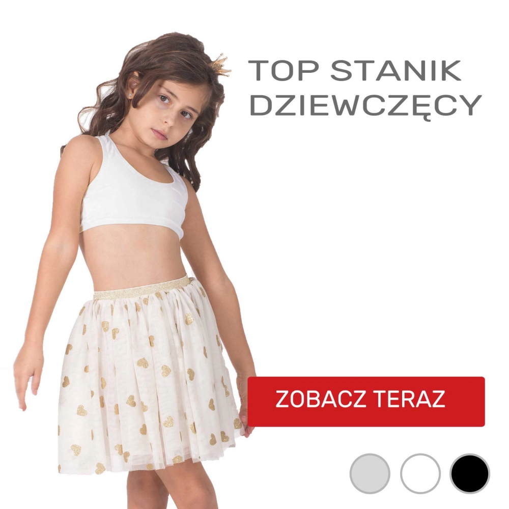 top biustonosz sportowy dla dziewczynki dziewczynek pierwszy stanik dziewczęcy biały na szerokich ramiączkach bawełniany bawełna.jpg