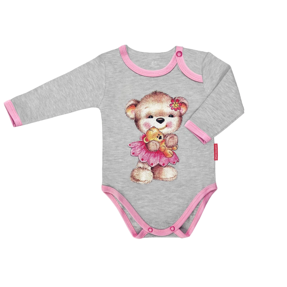 body dla niemowlaka niemowlęce dla dziewczynki szare z długim rękawem dziecięce bawełna.jpg