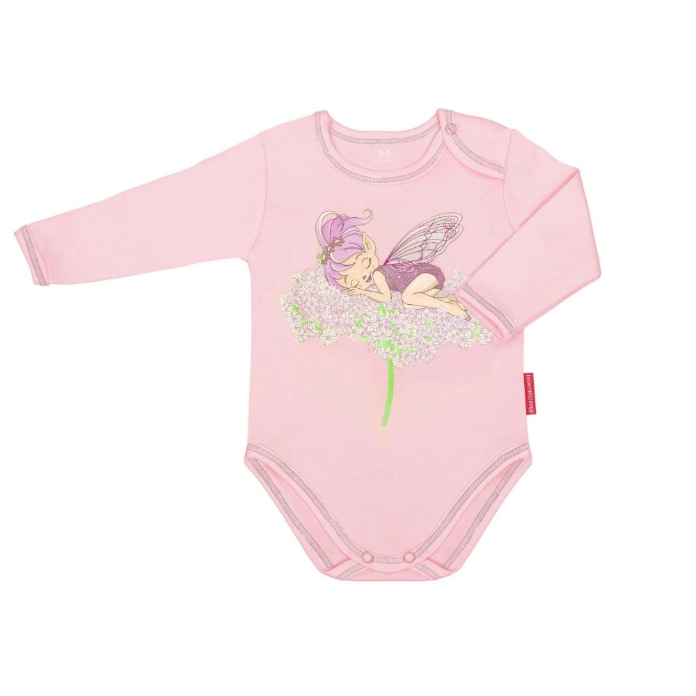 Body niemowlęce dla dziewczynki długi rękaw róż elf 56-104