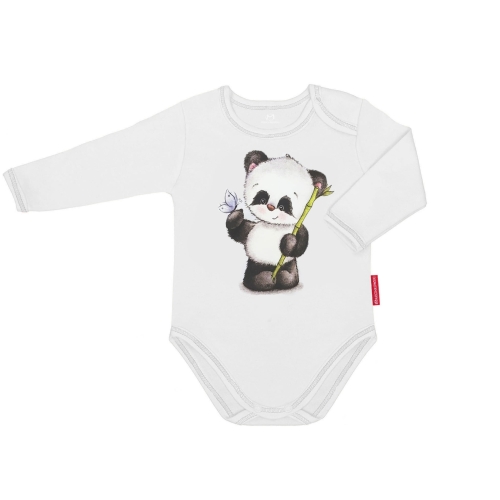 Body dziecięce niemowlęce białe z nadrukiem panda 56-104