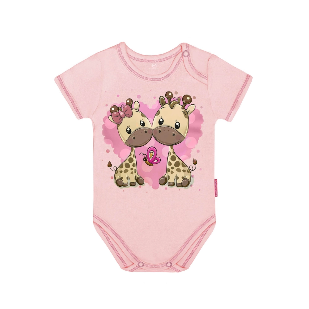 body niemowlęce dziewczęce dla niemowląt dziecięce różowe krótki rękaw bawełniane z krótkim rękawem polski producent.jpg