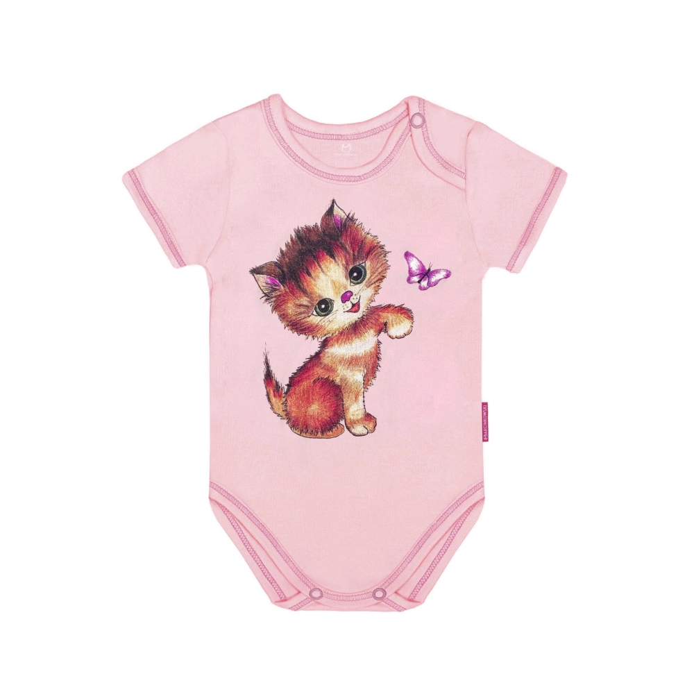 body bawełniane dziecięce dla dziewczynki niemowlęce dla dziewczynki z krótkim rękawem z nadrukiem polski produkt kotek na lato.jpg