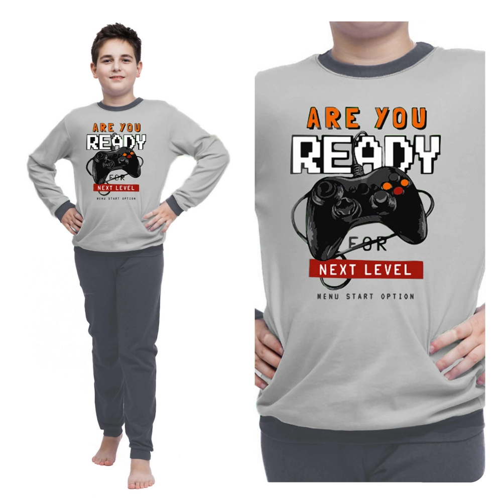 Piżama chłopięca bawełniana też dla nastolatka  GRA 128-176