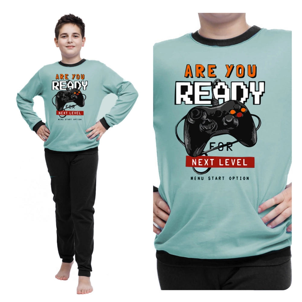 Piżama młodzieżowa chłopięca z długim rękawem GRA 128-176