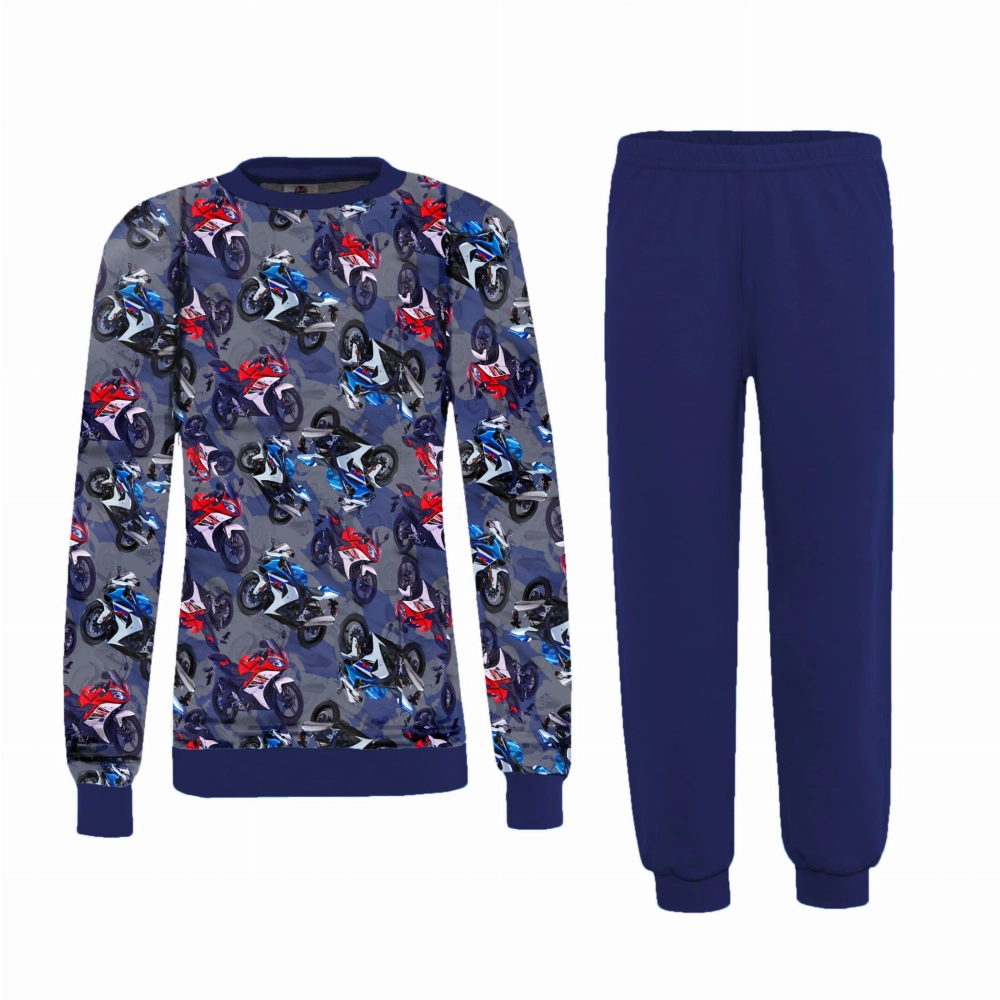 piżama dziecięca chłopięca z nadrukiem motory dla chłopca z długim rękawem polskie piżamy.jpg