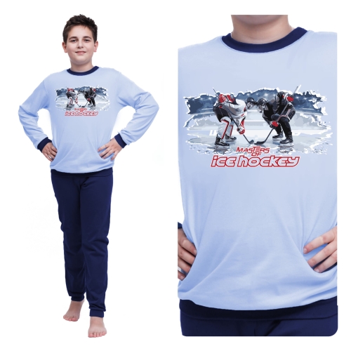 Piżama dziecięca dla chłopca długi rękaw  ICE HOCKEY 128-140