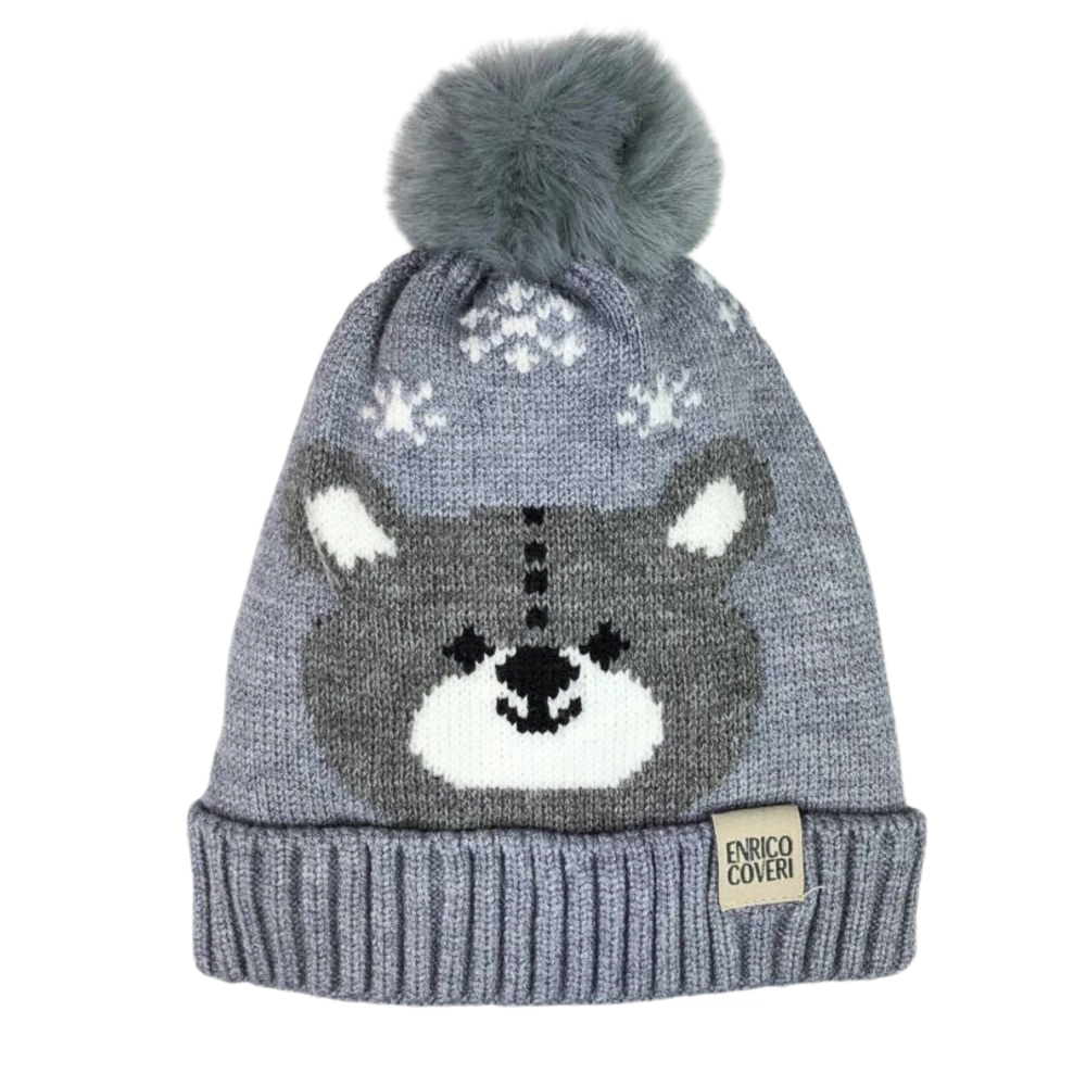 czapka zimowa na zimę dla dzieci dziecięca dla chłopca ciepła gruba z misiem z pomponem.png