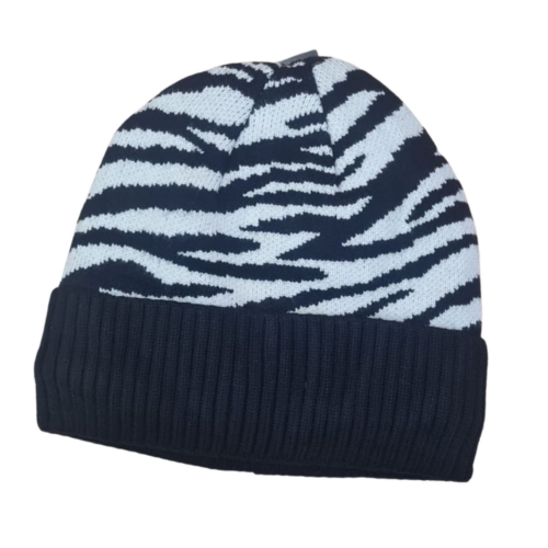 ciepła gruba zimowa czapka damska na zimę dla kobiet czapki damskie w zebrę zebra.jpg