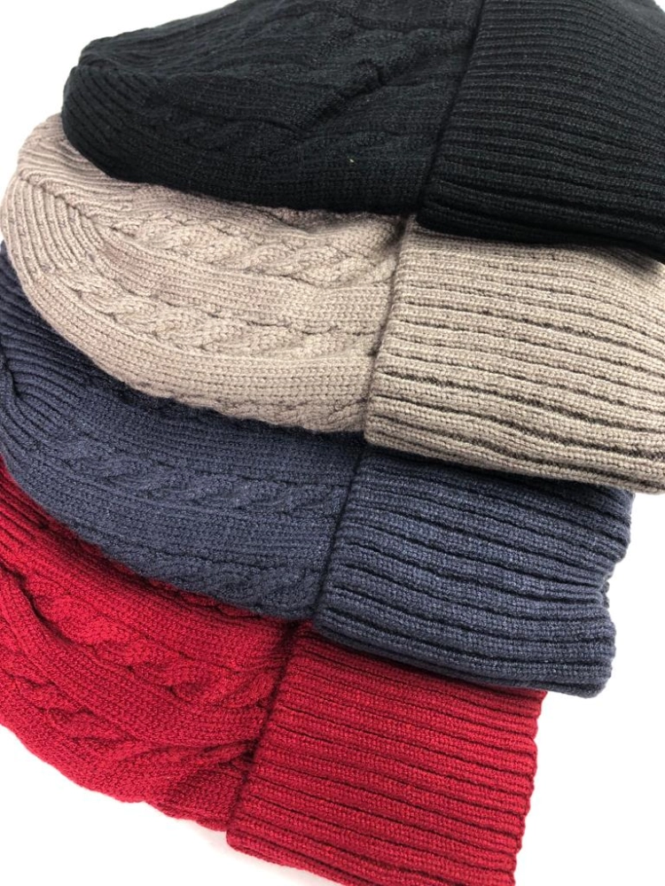 Ciepła czapka męska zimowa gruby splot 