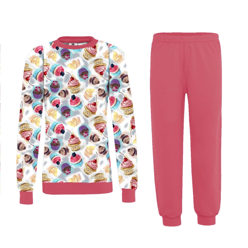 Piżama dziewczęca z długim rękawem z nadrukiem 128-146