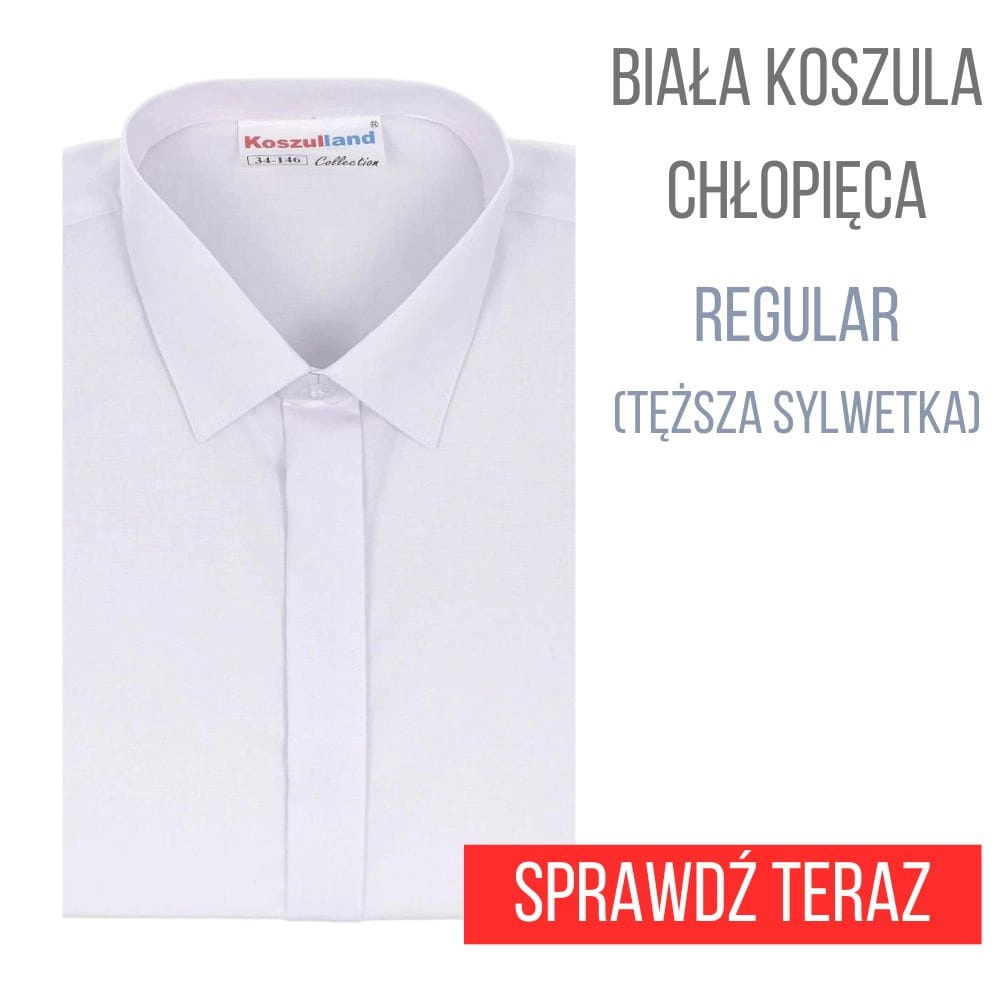 Biała elegancka koszula chłopięca długi rękaw CLASSIC 134-172 