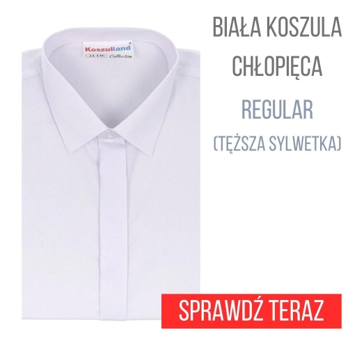 Biała elegancka koszula chłopięca długi rękaw CLASSIC 134-172 