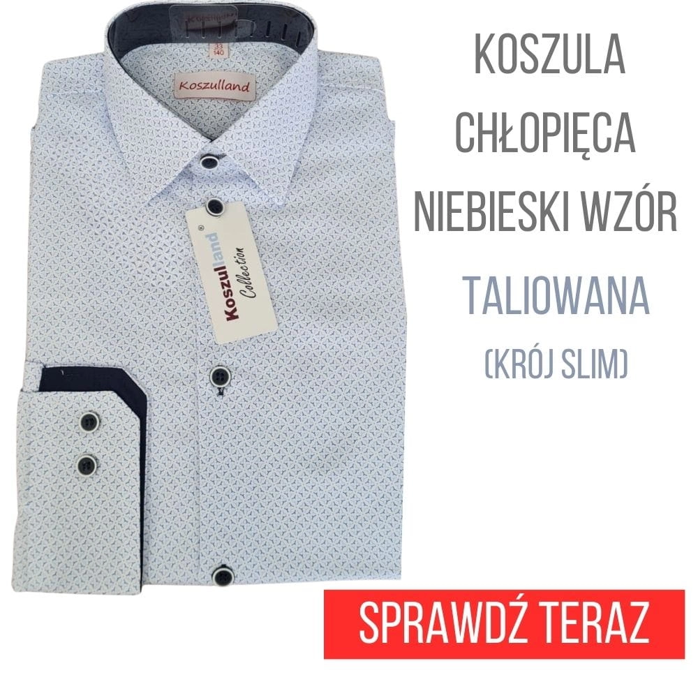 niebieska bawełniana koszula chłopięca dla chłopca chłopców elegancka wzorzysta we wzorki.jpg
