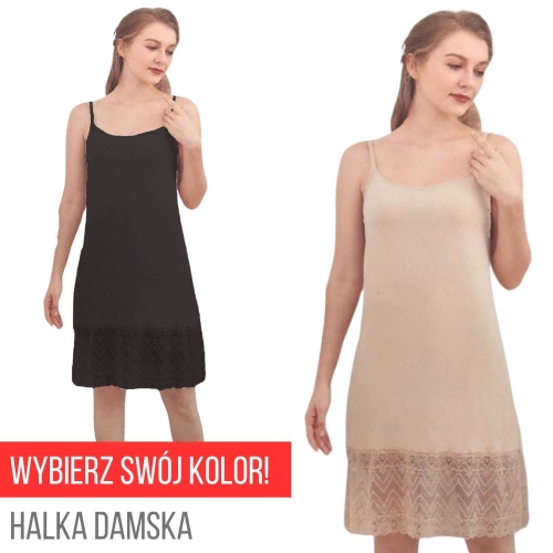 halki damskie pod sukienkę sweter koronkowe do spania beżowe czarne z koronką na ramiączkach.jpg