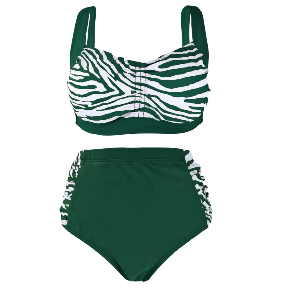 zielony strój kąpielowy damski dwuczęściowy bikini z wysokim stanem.jpeg