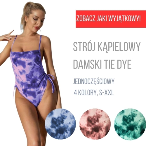 strój kąpielowy damski tie dye jednoczęściowy kostium na plażę pasen wycięty sexy seksowny dla kobiet kobiecy.jpg
