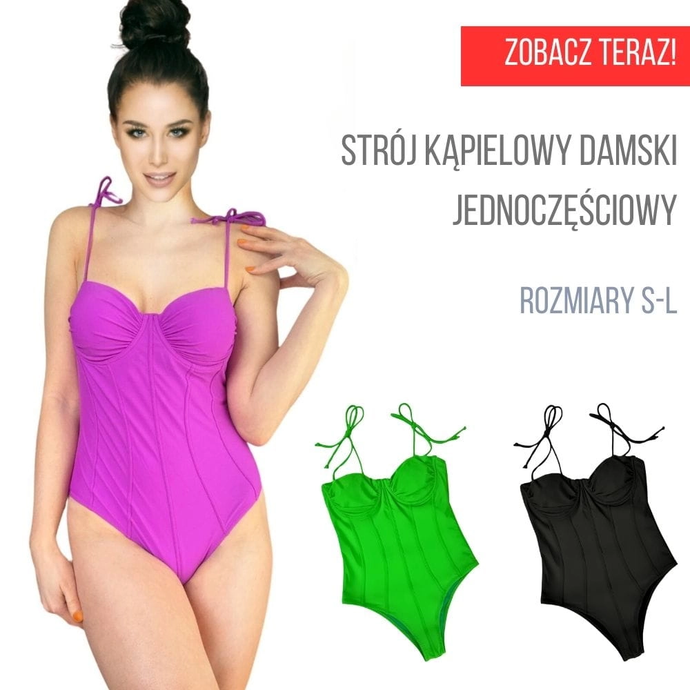strój kąpielowy damski jednoczęściowy kostium kolorowy wiązany wiązane ramiączka jak gorset wyszczuplający usztywanien miseczki push up.jpg