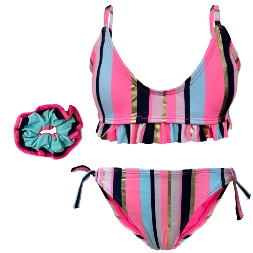 strój kostium dla dziewczynki kąpielowy dwuczęściowy bikini dziewczęcy z gumką w komplecie bikini w paski.jpeg