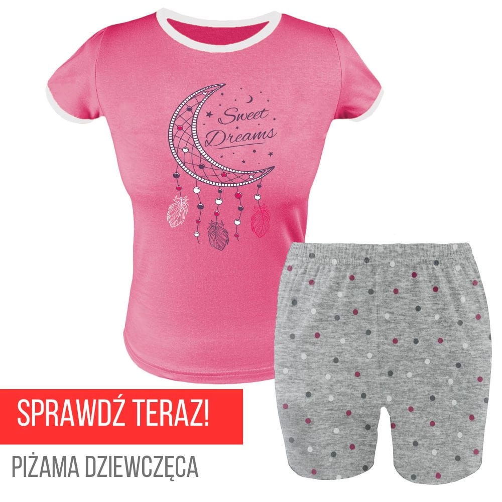 Letnia Piżama dla dziewczynki krótki rękaw i spodenki 116-140 ŁAPACZ SNÓW