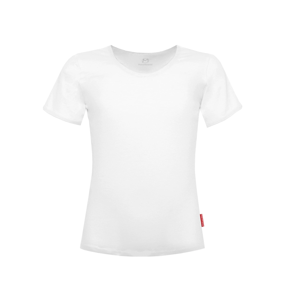 koszulka damska biała t-shirt damski biały klasyczny gładki bawełniany krótki rękaw bez nadruku polski producent marcinkowski.jpg