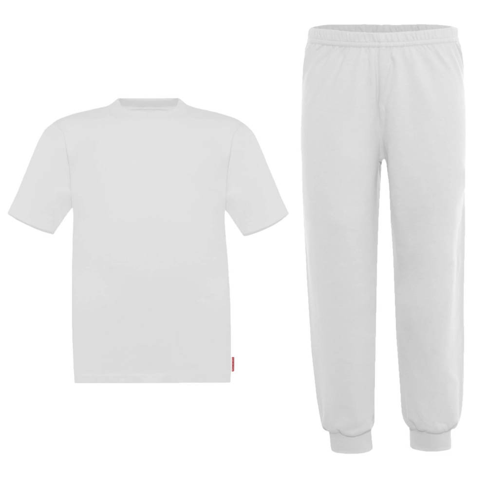 biały zestaw dla dzieci komplet bawełniany białe długie spodnie biała koszulka dziecięca t-shirt bluzka strój przebranie przedstawienie bal.jpg