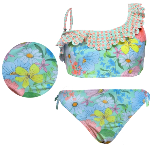 zielony strój kąpielowy dla dziewczynki bikini dwuczęściowy na basen plażę letni dom opalania młodzieżowy 152 158 164.jpg