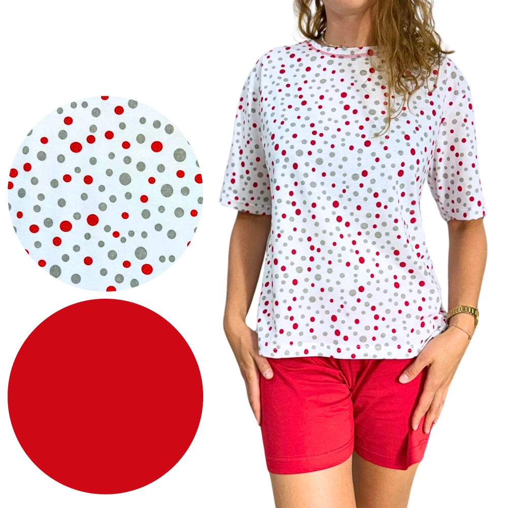 piżama damska krótka w kropeczki polski producent marcinkowski letnia krótki rękaw krótkie spoenki szorty damskie.png
