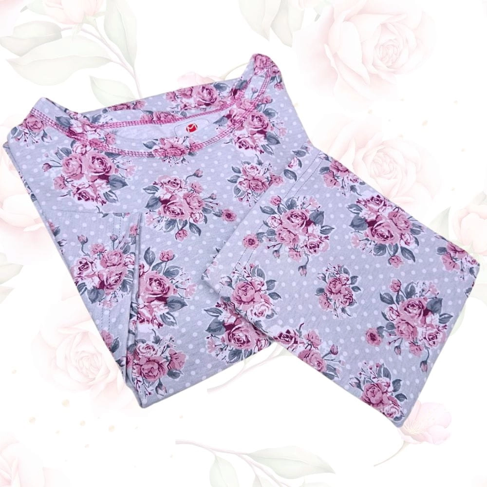 piżama damska w róże