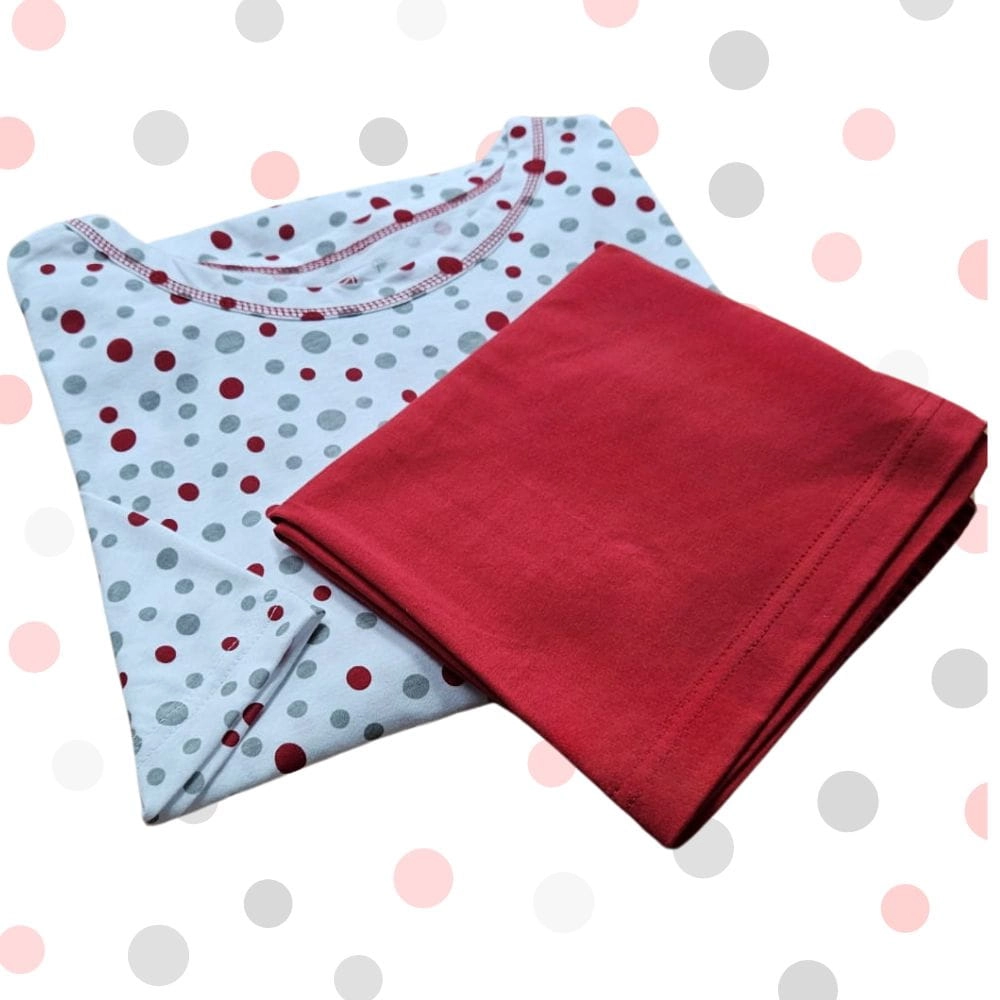 czerwona piżama damska w kropeczki