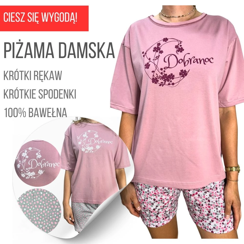 piżama damska letnia krótki rękaw krótkie spodenki krótka bawełniana na lato polski producent marcinkowski.jpg