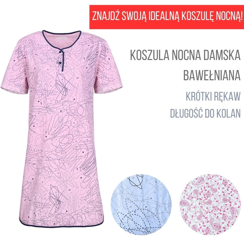 koszula nocna damska na lato letnia krótka krótki rękaw bawełniana martel ala wygodna polski producent.jpg