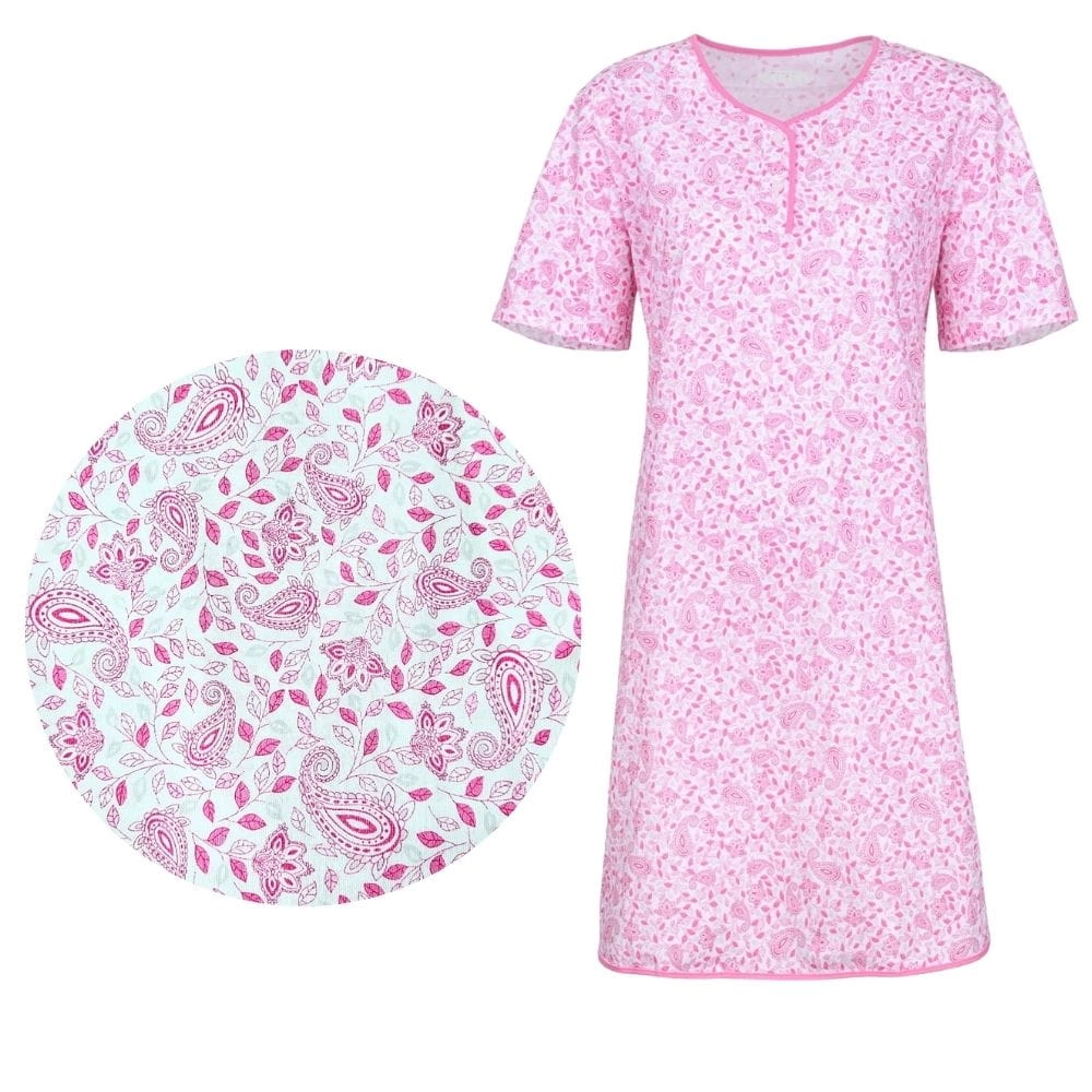 różowa koszula nocna damska krótka krótki rękaw bawełniana na lato letnia elegancka wygodna polski producent wygodna martel.jpg