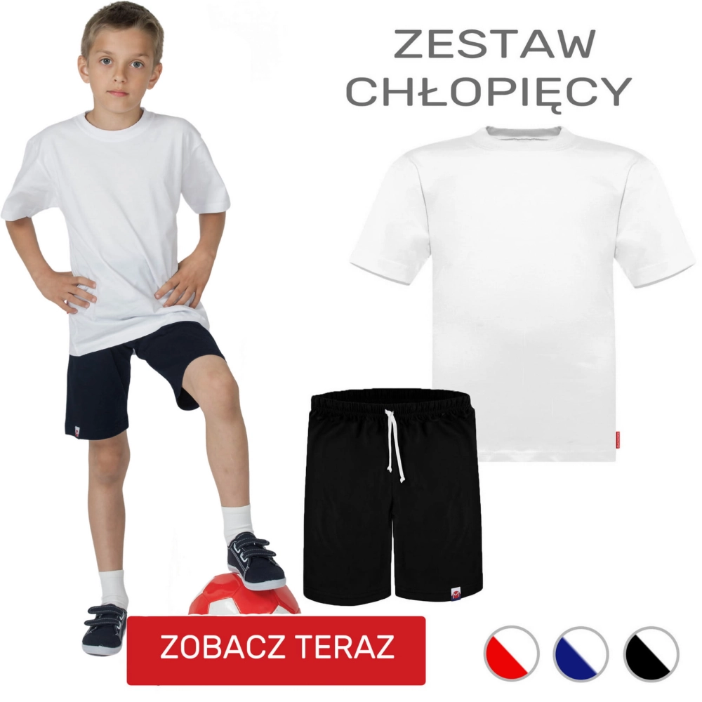 strój na wf dla chłopca chłopięcy komplet sportowy koszulka krótkie spodenki szorty marcinkowski.jpg