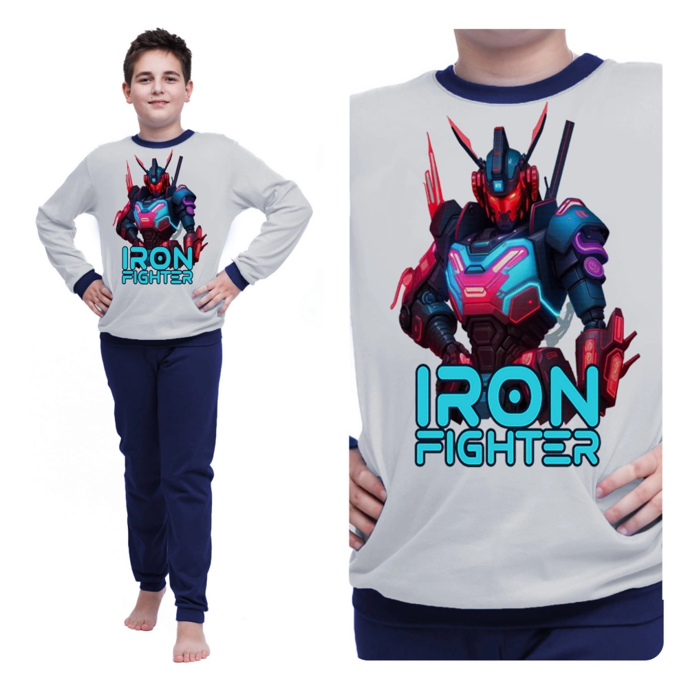 Piżama chłopięca z długim rękawem IRON FIGHTER 128-164 